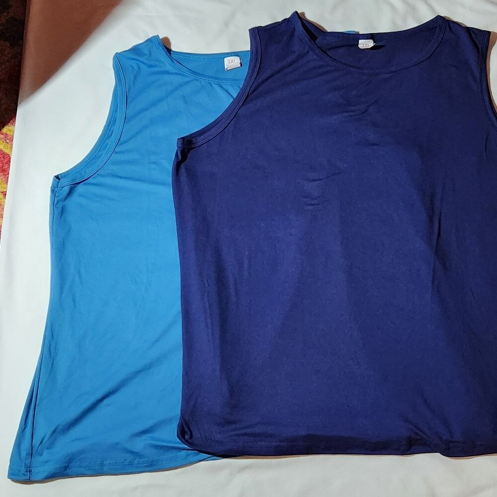 Lot of two tanks sz 3X navy med blue NWOT
